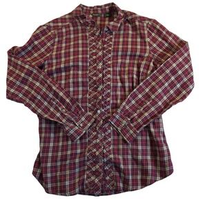 Eddie Bauer‎ Plaid Button Front Shirt Women's Medium Long Sleeve Casual Top